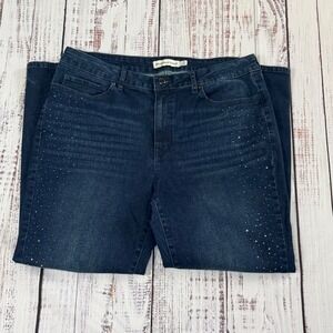 Rebecca Minkoff Embellished Rhinestone Dark Wash Denim Jeans Women's Size 16